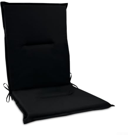 FACULX Rückenkissen Wasserdicht 112x50cm Sitzkissen für Gartenstühle Liegen Relaxkissen Polyester Gartenstuhl Kissen Polster (Schwarz)