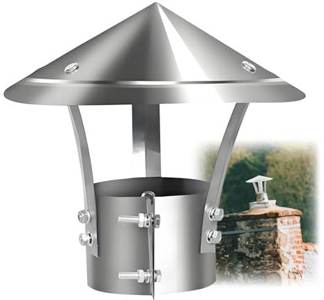 Edelstahl Schornsteinabdeckung, Regenhaube für Schornstein, Rund Kaminabdeckung, Schornsteinaufsatz, für Ofenrohr Abgasrohr 80 200 210 250 300mm(210MM/8.27in)