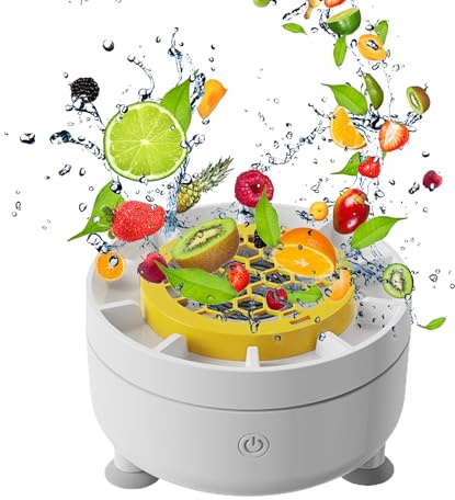 Qoukonao Macchina per Il Lavaggio della Frutta | Lavaggio Verdure Automatico con Centrifuga,Dispositivo Portatile e Compatto per Casa e Campeggio - Picnic all Aperto E Campeggio