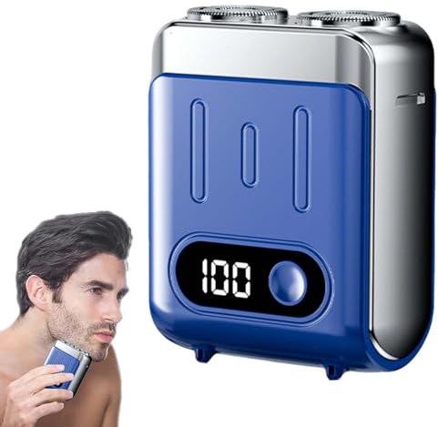 Mini Electric Razor for Men, 2025 Upgraded Men's Portable Rotary Electric Shaver, Wet & Dry Head Shaver, Shavers Cordless Rechargeable, Beard Trimmer for Men, Blue