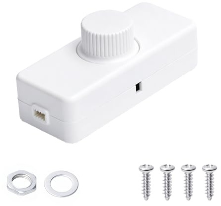 APIELE LED-Drehdimmer AC 220-240V/50Hz Schnurdimmer 230V Für LED-Lampen 3–100 W Glühlampen und dimmbare LED-Lampen Weiß