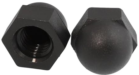 SHENGG Nylon-Hutmuttern mit Hutkappe, weiß/schwarz, Sechskant-Sechskantmutter aus Kunststoff, M3, M4, M5, M6, M8, M10, M12, M14, M16, M18, M20 zur Isolierung(Black,M4 (50pcs))