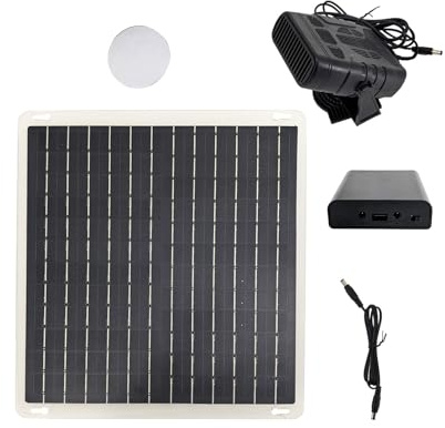 Tomvorks Riscaldatore Solare per Auto Efficiente con Kit Batteria Portatile, Design Sicuro e Conveniente, Ventola del Riscaldatore a Pannello Solare per Riscaldamento Auto e Riscaldamento di Animali