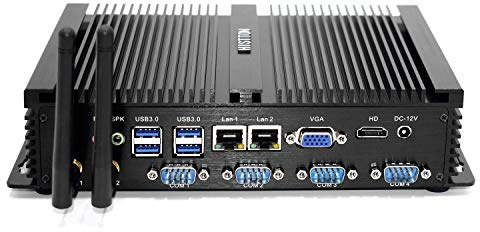 HISTTON Puissant Mini Ordinateur, Industriel PC sans Ventilateur, Intel Core i5 CPU,DDR3 8Go RAM 128Go SSD, 2xNIC, 4xUSB 3.0, 4xCOM RS232, HDMI, Boîtier Métallique, Windows 10 Pro