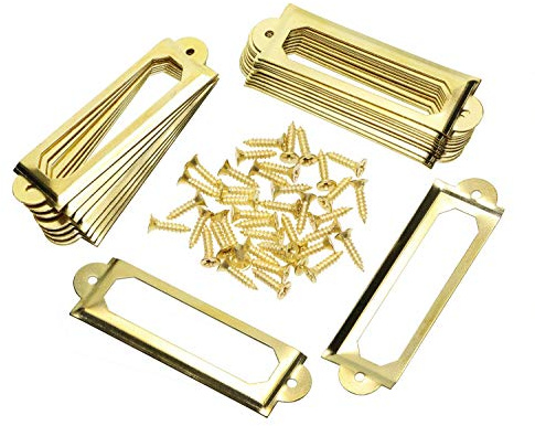 ONLYKXY Schubladentür-/Etikettenhalter aus antikem Messing, für Schubladen, Türen, Labor, Etiketten, Griff, Dateikarten, Halter für Möbel, Schrank, Hardware, Box, Behälter, 1760 mm (Gold), 20 Stück
