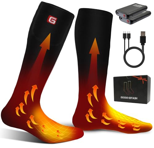 Calcetines calefactables Svpro para Hombres Mujeres 4000mAh Calcetines eléctricos Recargables con batería 3 ajustes de Calor para Deportes de Invierno Esquí, Caza, Senderismo, equitación