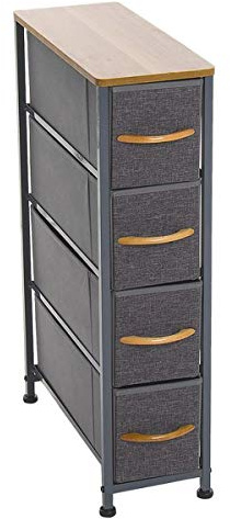 Home Gadgets - Mueble con 4 cajones, color gris, metal y madera, 76 cm