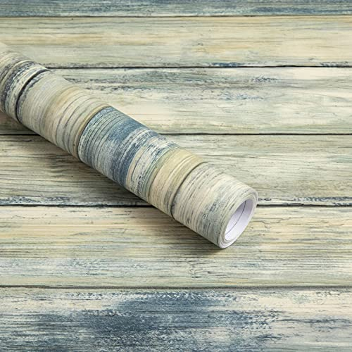 Abyssaly Klebefolie Möbel Holzoptik Blau Möbelfolie Selbstklebend Folie 40cm X 300cm Wasserdicht Folie für möbel Vinyl Dekofolie für Küche Schränke Tische Wände Tapete