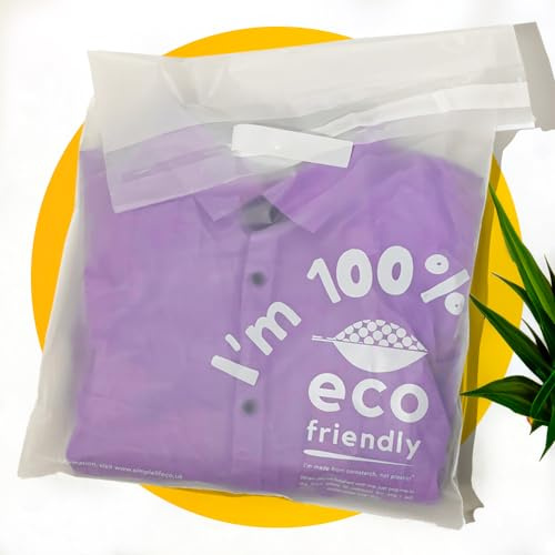 Simplelifeco 35 x 45cm Kompostierbare Polybeutel für Kleidung | Umweltfreundliche Lichtdurchlässige Verpackungsbeutel mit Klebeverschluss | B Corp (50 Stück)