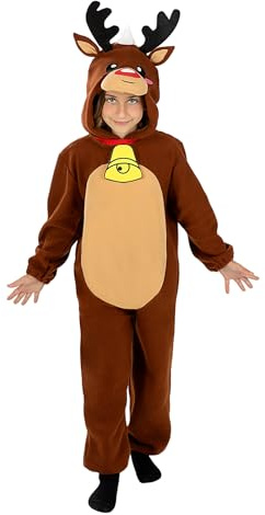 Funidelia Disfraz de reno para niños, Navidad - Traje para niños para fiestas, Carnaval y Halloween - Talla 7-9 años
