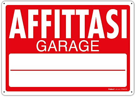 PRINTIX Cartello Affittasi In Polipropilene (PP) Di Spessore 1 mm Stampato Con Tecnologia UV Resistente Alle Intemperie Visibilità A Distanza 25cm X 35cm (Affittasi Garage)