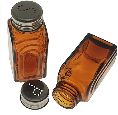 Ritadeshop Retro Glass Salt and Pepper Shakers Set (2, Amber)