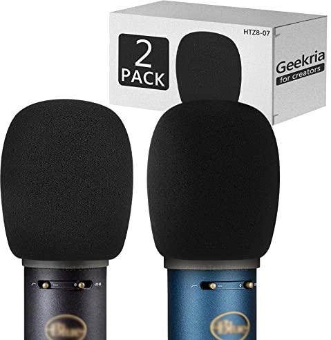 Geekria for Creators Bonnette anti-vent en mousse compatible avec Blue Baby Bottle SL, Bluebird SL, Blackout Spark SL Housse en mousse anti-pop pour microphone, housse anti-vent pour micro(lot de 2)
