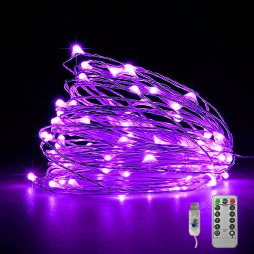 Fantasee Cooper - Stringa di luci LED alimentate tramite USB, 8 modalità con timer, telecomando, per casa, camera da letto, festa di compleanno, matrimonio, Natale, festival, decorazione (5 m, 50 LED