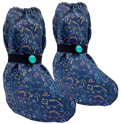 HECKBO Stivaletti da pioggia per bebè 3-18 mesi - impermeabili con fodera in pile - Dinosauro - scarpe da esterno per neonati e bambini piccoli