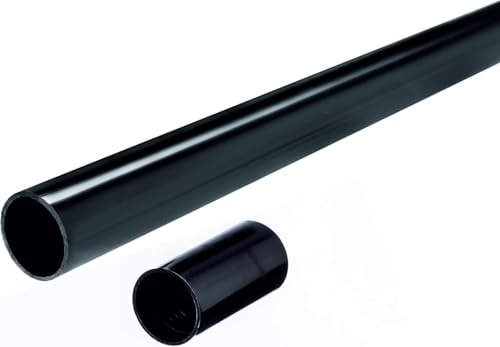 ELEKTROPLAST PVC Installationsrohr M16 15m Schwarz, Aufputz, UV Beständig | 15 x 1m Kabelrohr Starr mit 14x Muffen, Aufputzinstallation, Härtedruck 320N, Schwer Entflammbar B-s2,d0