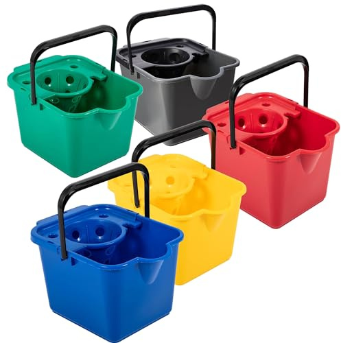 Plastic Mop Bucket With Wringer 12 Litre Capacity Floor Bucket Only | For Cleaning Colour Coded Buckets With Lip for Easy Pouring
