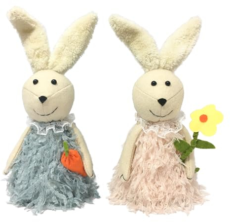 Oneshlee Osterdeko Osterhase Kuscheltier, Ostern Deko Hase, Osterhasen Figuren, Ostern Geschenke Kinder, Oster Hasen Für Draußen Outdoor Garten Fenster Tisch Modern