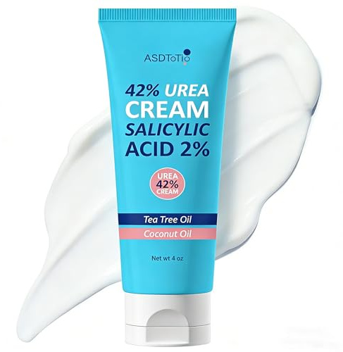 ASDToTio Urea Cream 42% - Foot Care for Dry Cracked Heels, Foot Lotion - With 2% Salicylic Acid, Tea Tree Oil, Shea Butter, Aloe Vera - For Feet, Hands, Heels, Elbows, Knees and More - 4 oz