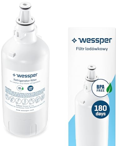 Wessper Vattenfilter för Kylskåp Ersätter Liebherr 7440000, 7440002, 7731240-00, 744000200 | Tar Bort Klor Samt Skadliga och Oönskade ämnen, Vattensystem med Omvänd Osmos - Vit