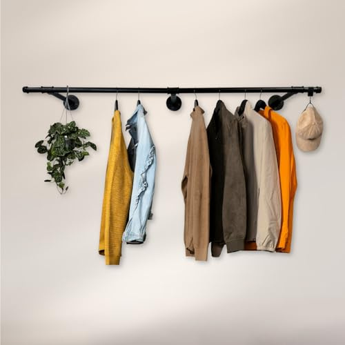 RSR Hangers Kleiderstange Wandmontage Industrial Design Larson Breite 220 cm x Tiefe 30 cm Flur, Schlafzimmer, Bad, begehbarer Kleiderschrank