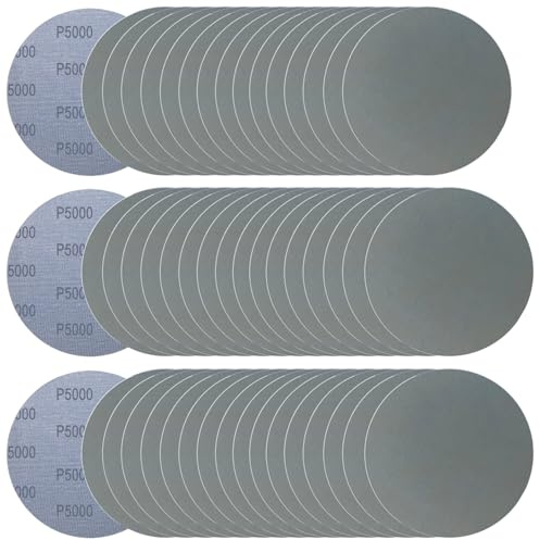 6 Inch 50 Pcs Wet Dry Sanding Discs Hook and Loop, 5000 Grit Sandpaper Automotive Wood Metal Polishing & Sanding, Silicon Carbide Sand Paper for Random Orbital Sander (Grit 5000)