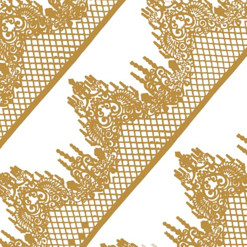 10tlg Große gebrauchsfertige Spitze essbar Tortenband Spitzendekor Muschel Gitterrand gold | Groß, gebrauchsfertig