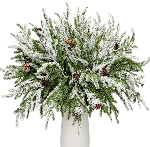 Norfolk Tannenzapfen mit Tannenzapfen, 43,2 cm, Weihnachtsgrün, Norfolk-Tannenstiele mit Tannenzapfen, künstliche Tannenzweige, für Weihnachtsbaumfüller, Picks, DIY-Girlande, Kranz und