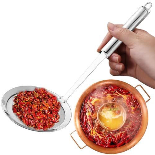 Sghtil Espumador de acero inoxidable, cuchara skimmer, cuchara de rejilla de cocina de acero inoxidable | Cucharón de colador de cocina para grasa de espuma y espuma para
