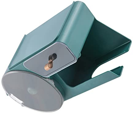 ETHZZLE Wall-Mounted Toilet Paper Holder and Hair Dryer Stand Plastic Tissue Organizer Versatile Bathroom Storage with Extra Hooks for Keys and Accessories Green Design