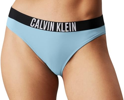 Calvin Klein Braguita de Bikini Mujer con Logotipo en la Cintura, Azul (Skim Blue), L