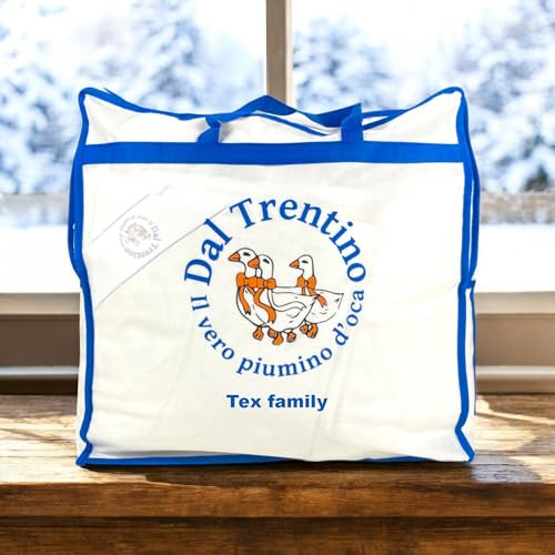 Piumino d’Oca Singolo Trentino, Piumone Invernale Caldo e Soffice, 100% Piuma d’Oca Naturale, Imbottitura 360 g/m², Certificato OEKO-TEX - Letto Singolo - Cm. 155X200
