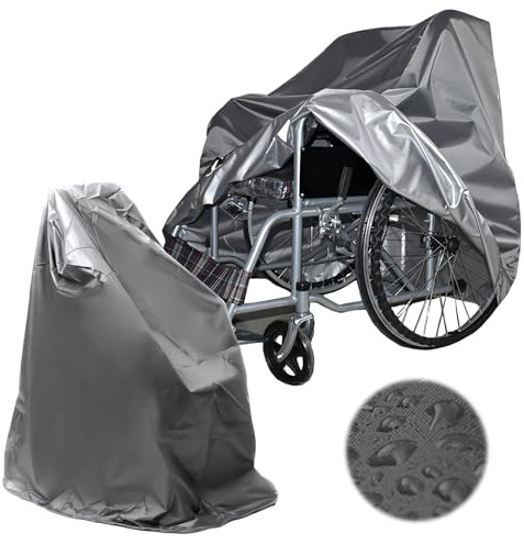 WIYETY Wasserdichte Rollstuhl Schutzhülle, Abdeckung für Rollstuhlfahrradroller, Schutzhülle für Rollstuhl Sonnenschutz, Regenschutz für Rollstuhl, Oxford-Schutzhülle( Grau, 115 x 65 x 120 cm)