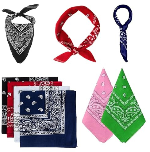 RNXSIB 6 Stück Bandanas 55x55cm Herren & Damen - Multifunktionales Kopftuch, Halstuch, Nickituch & Handgelenksband
