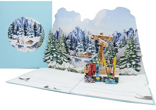 Favour Pop Up® - eine beeindruckende 3D Karte für Skifahrer, Schneeschuhwanderer, Snowboarder, auch für Geldgeschenk oder Gutschein. XP841