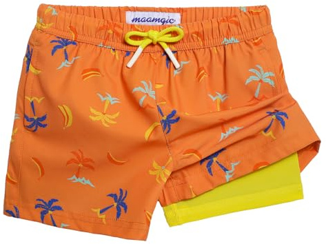 MaaMgic Badehose Jungen 2-in-1 Badeshorts Kinder mit Anti-Scheuer Innenhose | Schnelltrocknende Schwimmshorts & Boardshorts | Verstellbarer Tunnelzug | 4-Wege Stretch für Strand, Pool & Sport 2T-16 J