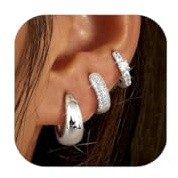 Hanaoops 3 Paires Boucles d'Oreilles pour Femme Plaqué Or 18K/Argent Creoles Petites Acier Inoxydable Hypoallergénique Mini Boucles d'Oreilles Créoles pour Plusieurs Piercings Oreille Cartilage (YS)
