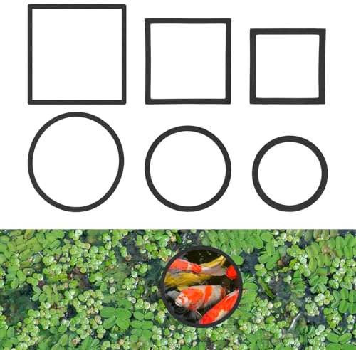 6 Pcs Floating Betta Ring Fish Feeding Rings Set Round Square Floating Aquarium Plant Corral Floating Plant Ring Fish Tank Feeding Rings Accessories for Betta Tank Aquariums (Black)