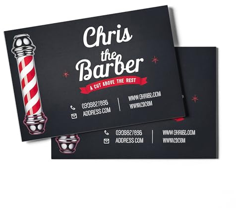 GIRLSIGHT Visitenkarte Friseur Barber – Modernes Design mit Barberstab, perfekt für Friseure und Friseursalons – personalisierbar und professionell, Weiß mit rosa und violetten Blumenmotiven,