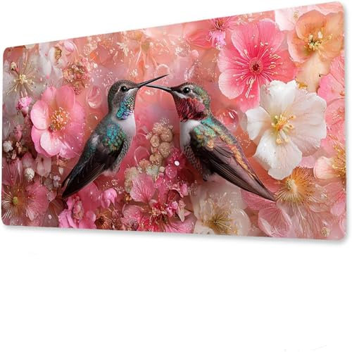 Fleur Mouse Pad Mat, Tapis de Souris Gaming XXL 1600x800x4mm, sous-Main Bureau Gamer, Tapis Table Joueur sans Couture Extra Large, Base antidérapante, Clavier Preuve de l'eauanimal Q-0