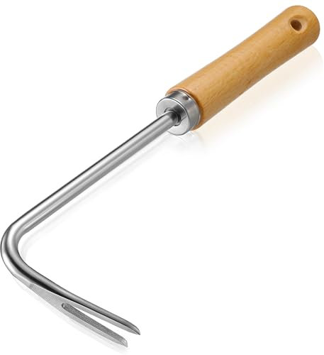 CAXUSD Manueller Unkrautstecher Mit Holzgriff Eisen Gartenwerkzeug Für Jäten Wurzelziehen Umpflanzen Vielseitiges Handgerät Für Blumen Und Gemüse Geeignet Für Enge Stellen Und Bodenlocker