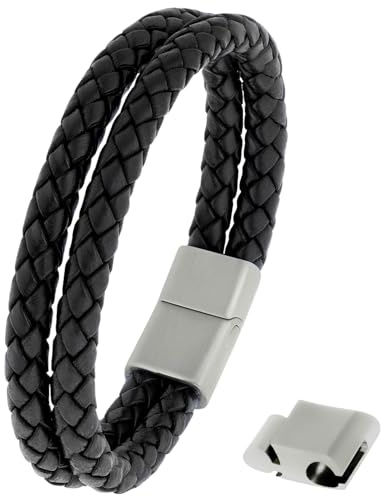 Simaru Lederarmband Made in Germany | Echtleder-Armband mit Edelstahlverschluss für Herren