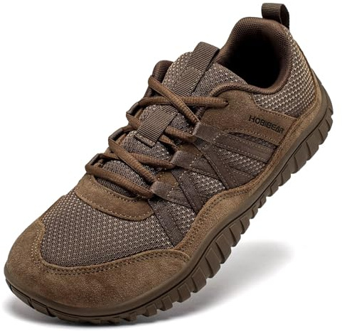 HOBIBEAR Zapatos Descalzos Anchos para Hombres y Mujeres Zapatos para Caminar Zapatillas de Trail Running | Suela Zero Drop | Ligeros Cómodos, Brown, 42 EU