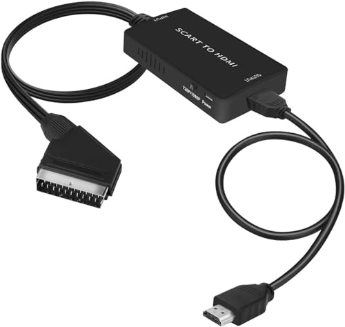 SCART to HDMI Converter – Full HD 720P/1080P, Video Audio Adapter with HDMI Cable for TV, Monitor, Projector, DVD, VHS, Game Console, Media Player