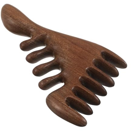 Healvian Peine Adecuado para Cabello Rizado y Grueso para Desenredar sin Esfuerzo y Antistático de Masaje de Sándalo Natural con Dientes Anchos en Oficina y Viajes
