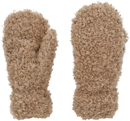 styleBREAKER Damen Fäustlinge Teddyfell Fleece | Elastische Passform für 16-21 cm Handumfang, 25 cm Gesamtlänge, 9 cm Daumenlänge, Gummizug, ohne Finger.