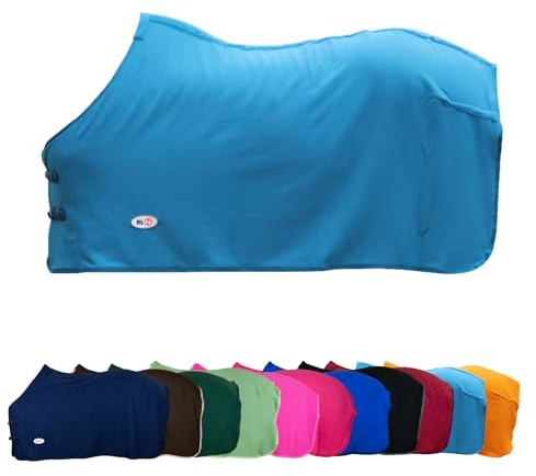 RL24 - Abschwitzdecke Basicline – Pferdedecke – Petrol – 135cm | Transportdecke mit Schweifkordel, Widerristpolster & Metallverschluss – atmungsaktive Fleecedecke – Pferde Zubehör