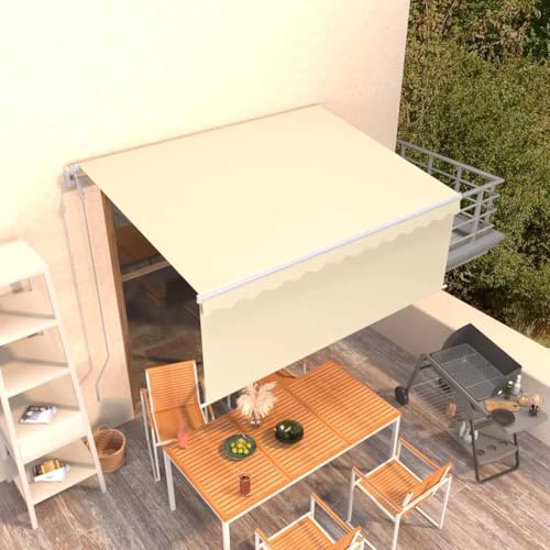 Pergola Adossée Voile Ombrage Rétractables pour Patio, Porch Awning Auvent Rétractable Automatique avec Store 3x2,5 m Crème pour Cour, Balcon, Jardin