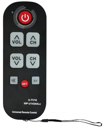 Muuookka Télécommande TV A-TV10 à Gros Boutons pour Seniors, Universelle, Simple et Étanche, Compatible avec Les Modèles de Téléviseurs
