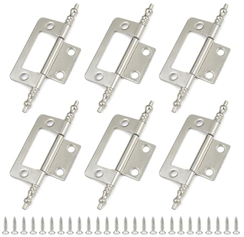 JJWNMLL Door Hinges 6Pcs,Sliver Flush Hinges-51 * 24mm(2 inch) with Screws | Flush Mount Hinges for Cabinet, Closet, Windows, Drawer, Boxe, Wardrobe